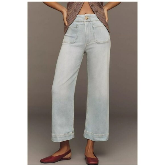 Anthropologie The Colette Denim Cropped Wide-Leg Jeans by Maeve Size 26 - Picture 1 of 14